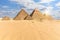 The Pyramids of Giza, view from the desert, Egypt