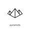 Pyramids icon. Trendy modern flat linear vector Pyramids icon on