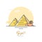 Pyramids and Sphinx at Giza, Egypt, flat vector illustration