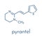 Pyrantel antinematodal drug molecule. Used to threat nematode roundworm parasite infections. Skeletal formula.