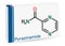 Pyrazinamide, molecule. It is antituberculosis agent used as a component of tuberculosis TB treatment. Skeletal chemical formula