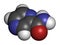 Pyrazinamide tuberculosis drug molecule. Atoms are represented as spheres with conventional color coding: hydrogen (white), carbon