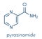 Pyrazinamide tuberculosis drug molecule. Skeletal formula.