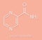 Pyrazinamide tuberculosis drug molecule. Skeletal formula.