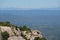 Pyrenees and Montserrat valley from mountain top near Barcelona in Spain