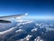 PYRENEES, SPAIN - December 17, 2019: Aerial view from airplane window on wing of British Airways airlines, Spain