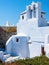 Pyrgos city view, Typical white santorini cave house. Santorini island view. Greece