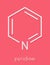 Pyridine chemical solvent and reagent molecule. Skeletal formula.