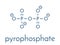 Pyrophosphate PPi anion. Important in biochemistry, used as food additive E450. Skeletal formula.