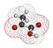 Pyruvic acid (pyruvate) molecule. Important intermediate in a number of biochemical processes. Atoms are represented as spheres