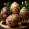 pysanka easter egg with snowdrops lawn