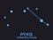 Pyxis constellation. Stars in the night sky. Cluster of stars and galaxies. Constellation of blue on a black background. Vector