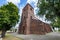 Pyzdry, wielkopolskie / Poland â€“ July, 22, 2020: Catholic Church in a small town. Christian temple in Central Europe