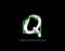 Q Letter Logo. Green House Shape Interlock With Grungy Letter Q Design, Real Estate Architecture Construction Icon Design