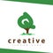 Q Letter tree green logo vector template
