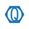 Q logo with a blue octagon frame shape