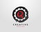 Q Logo With Gear and Circle Grunge Element. Retro Gear logo design template