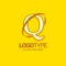 Q Logo Template. Yellow Background Circle Brand Name template Pl
