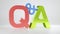 Q and A red, white, and green letters on white background, Q&A concept, frequently asked questions 3D rendering
