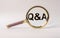 QA or FAQ concept. Inscription in magnifier