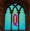QAnon illustration, stain glass window, the church of Q concept