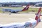 Qantas airplanes in Sydney airport environment