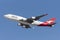 Qantas Airways Boeing 747 Jumbo Jet taking off from Los Angeles International Airport.