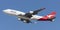 Qantas Airways Boeing 747 Jumbo Jet taking off from Los Angeles International Airport.