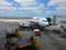 Qantas passenger plane being loaded on the tarmac Perth Western Australia