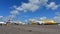 Qatar Airways Airbus A380 super jumbo behind the Scoot Boeing 787 Dreamliner at Singapore Airshow