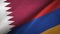 Qatar and Armenia two flags textile cloth, fabric texture