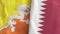Qatar and Bhutan two flags textile cloth 3D rendering