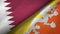 Qatar and Bhutan two flags textile cloth, fabric texture
