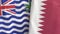 Qatar and British Indian Territory two flags textile cloth 3D rendering