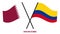 Qatar and Colombia Flags Crossed And Waving Flat Style. Official Proportion. Correct Colors