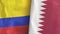 Qatar and Colombia two flags textile cloth 3D rendering