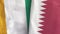 Qatar and Cote d`Ivoire Ivory coast two flags textile cloth 3D rendering