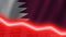 Qatar economic downturn red negative neon line light. Business and financial money market crisis concept, 3D Illustration