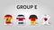 Qatar fifa world cup soccer tournament 2022 . Group E stages . Waving jersey with country flag pattern . Vector