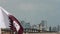 Qatar flag with Emir Tamim bin Hamad