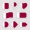 Qatar flag stickers set. Qatari national symbols badges. Isolated geometric icons. Vector official flags collection. Sport pages,