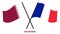 Qatar and France Flags Crossed And Waving Flat Style. Official Proportion. Correct Colors