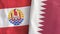 Qatar and French Polynesia two flags textile cloth 3D rendering