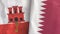 Qatar and Gibraltar two flags textile cloth 3D rendering