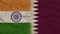 Qatar and India Flags Together, Crumpled Paper Effect 3D Illustration