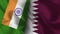 Qatar and India Realistic Flag â€“ Fabric Texture Illustration