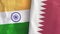 Qatar and India two flags textile cloth 3D rendering