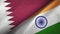 Qatar and India two flags textile cloth, fabric texture