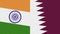 Qatar and India Two Half Flags Together