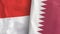 Qatar and Indonesia two flags textile cloth 3D rendering